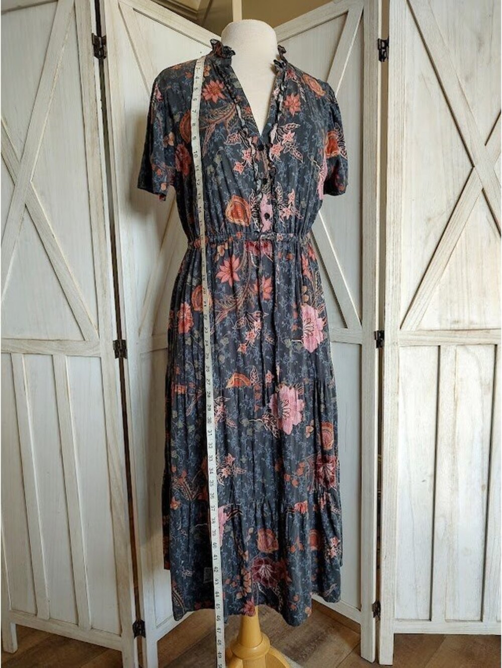 Knox Rose XL Floral Midi Dress with Elastic Waistband